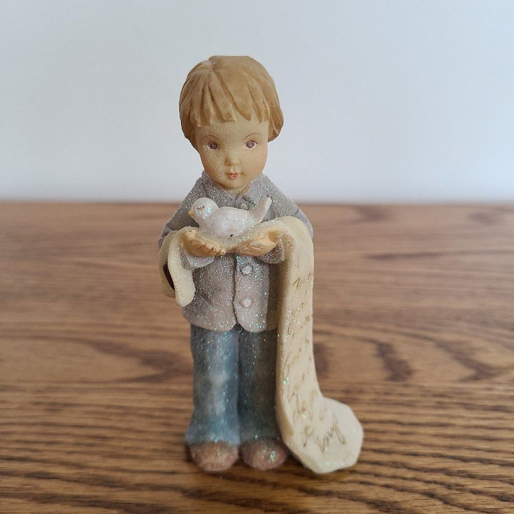 Foundations by Karen Hahn Boy With Bird and Blanket Confirmation Cute Figurine - Picture 2 of 9